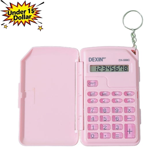 Under 1$ Dollar Flip‑Top Portable Calculator, Handheld 10‑Digit Pocket Calculator with Round Keys, Non‑Slip Base for Home Office Daily Use