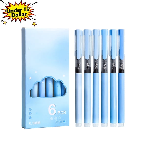 Under 1$ Dollar Straight Liquid Ballpoint Pen Sign Pen, 0.5mm High Capacity Black Ink Water Pen, Fast Drying Exam Writing Pens,Blue