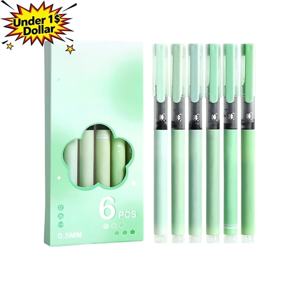 Under 1$ Dollar Straight Liquid Ballpoint Pen Sign Pen, 0.5mm High Capacity Black Ink Water Pen, Fast Drying Exam Writing Pens,Green