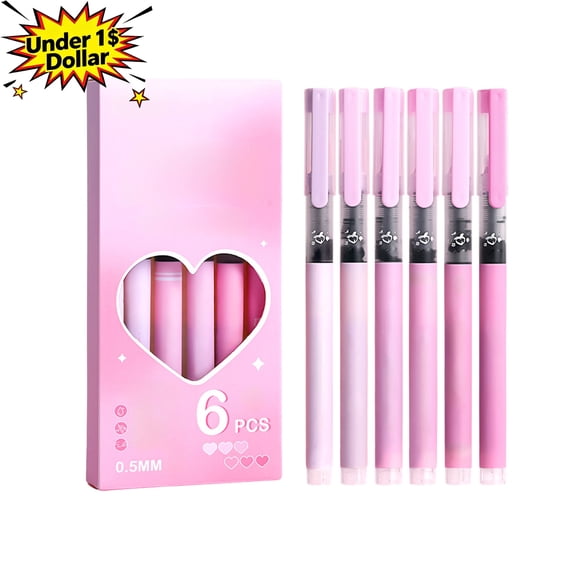 Under 1$ Dollar Straight Liquid Ballpoint Pen Sign Pen, 0.5mm High Capacity Black Ink Water Pen, Fast Drying Exam Writing Pens,Pink