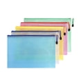 thumbnail image 1 of Under 1$ Mesh Zipper Bags, 5PC A4 Size File Document Pockets Bill Pouch Folders for Office Home Supply, Pink, 1 of 6