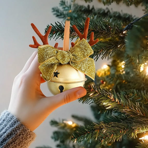 Under $1! PEONAVET Christmas Bell Ornaments Hanging Xmas Tree Decorations Large Size Bells with Ribbon Bow for for Crafts Holiday Party Favors