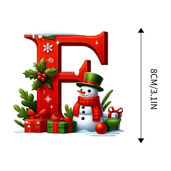 Under $1 PEONAVET Christmas Ornaments 26 Letter Hanging Ornaments for Xmas Tree Cute Alphabet Pendant for Home Xmas Party Decorations(F)