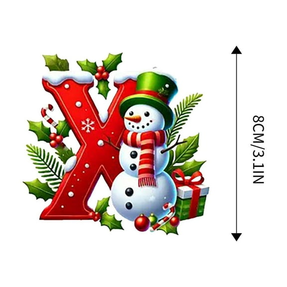 Under $1 PEONAVET Christmas Ornaments 26 Letter Hanging Ornaments for Xmas Tree Cute Alphabet Pendant for Home Xmas Party Decorations(X)