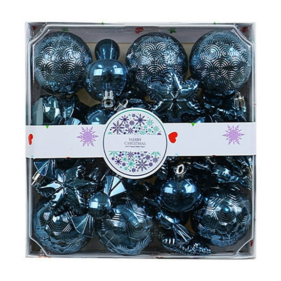Under $1 PEONAVET Christmas Ornaments 28Pcs Shatterproof Xmas Tree Decorations Hanging Candy Plastic Ball Set for Party Decoration(Dark Blue)