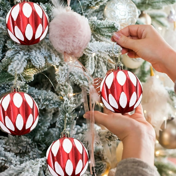Under$1 PEONAVET Christmas Tree Decorations Ornament Set Shatterproof Ornaments Hanging Decor for Party Tree Decoration