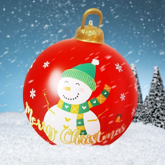 PEONAVET Giant Christmas Inflatable Ball 24in Outdoor Xmas Inflatable Yard Decoration Blow up Christmas Ball for Yards Lawns Porch Garden Front Door Decor