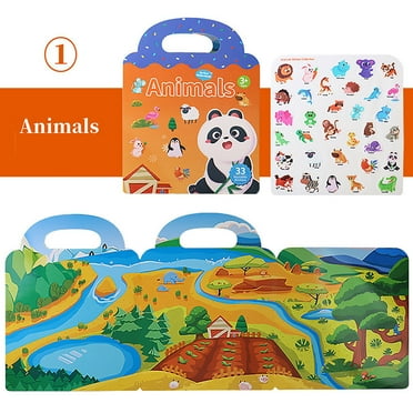 Under $1 PEONAVET Kid Books Reusable Sticker Book Children's Stickers Activity Books Children's Guide Stickers Kids Learning Educational Toy Sticker