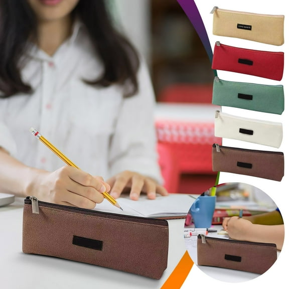 Under $1 Pencil Case, Hwkond Canvas Pencil Case Large Capacity Student Stationery Box Back to College