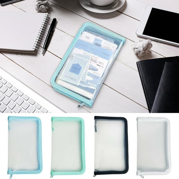 Under $1 Pencil Case, Hwkond Mesh Pen Bag for Adults And Teenagers Large Capacity Bag Solid Pen Wide Opening Zipper Back to College