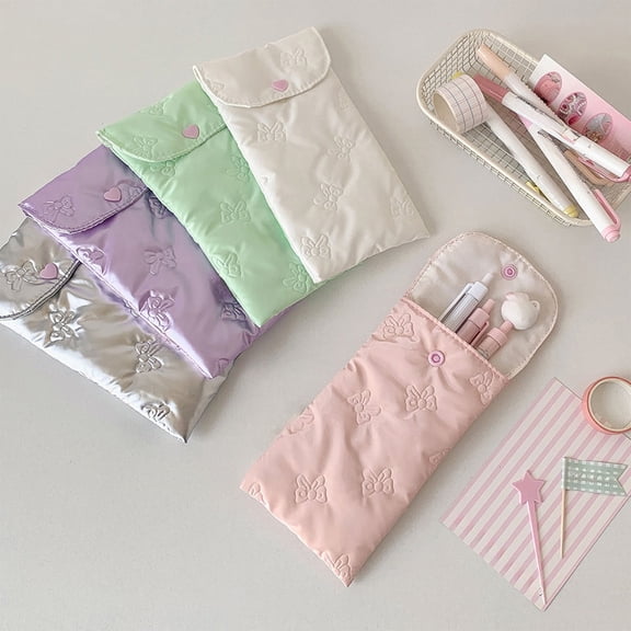 Under $1 Pencil Pouch, Cute Bow Portable Eyeglasses Bag, Lightweight Polyester Storage Pouch for Stationery and Sunglasses by PALIFEUR