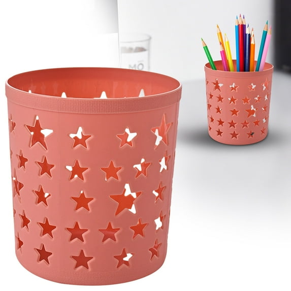 Under $1, Plastic Pencil Holder, Star Shape Pen Holder, Modern Desktop Storage, Lightweight Plastic for Office & Home, Pen Cup, Orange by Goohae