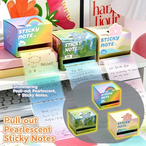 Under $1 Sticky Notes, Post It Notes Pull Out Gradient Transparent Portable Large Capacity for Office College Journal by Xuniizn