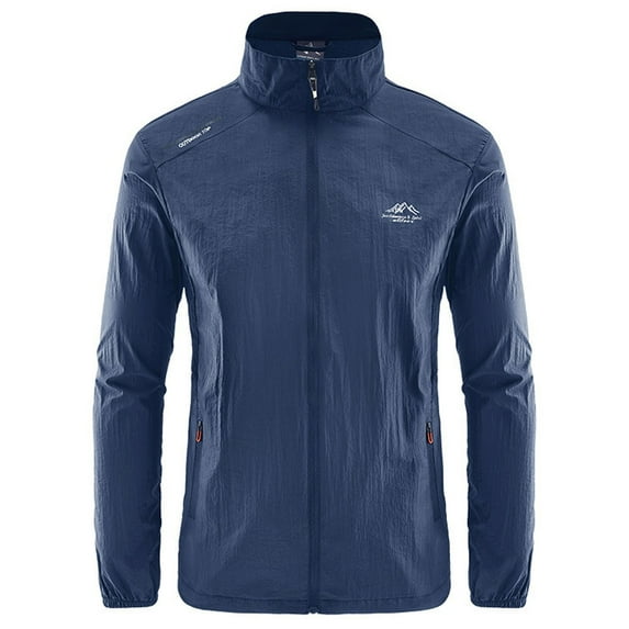 Teyfeniy Men's Slim Sun Protection Jacket Solid Color Athletic Jacket Long Sleeve Zipper Lightweight Casual Cozy for Hiking Running Golf Sports