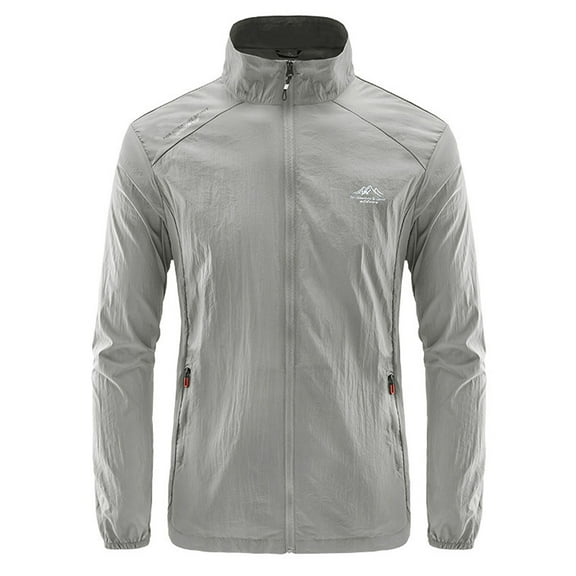 Teyfeniy Men's Slim Sun Protection Jacket Solid Color Athletic Jacket Long Sleeve Zipper Lightweight Casual Cozy for Hiking Running Golf Sports