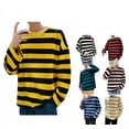 thumbnail image 1 of Teyfeniy Stripe Color Matching Shirts for Men Crew Neck Trendy Long Sleeve Tops Fashion Casual Shirts Athletic Outwear for Spring/Summer/Fall, 1 of 3