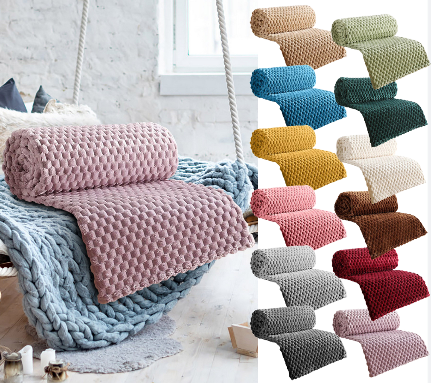 Under $1 Throw Blanket, Hwkond Flannel Blanket, Solid Color Multifunctional Cover Blanket(Mauve,70x100cm)