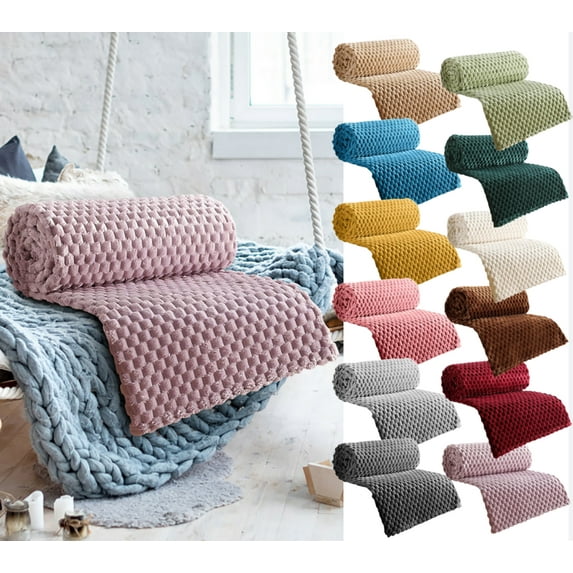 Under $1 Throw Blanket, Hwkond Flannel Blanket, Solid Color Multifunctional Cover Blanket(Mauve,70x100cm)