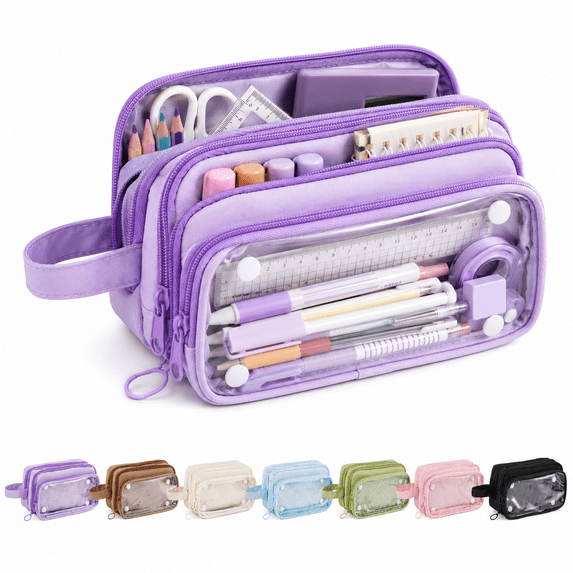 Under $1 Transparent Pencil Case, Large Capacity Clear Pen Pouch with Slim Portable Design, Stationery Organizer for Classroom Office Supplies
