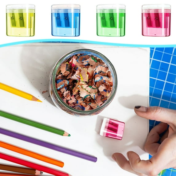 Under $1 Xuniizn 4-Pack Colored Pencil Sharpener With Cover - Portable Oval Manual Sharpener - Office Supplies - Durable Plastic Design