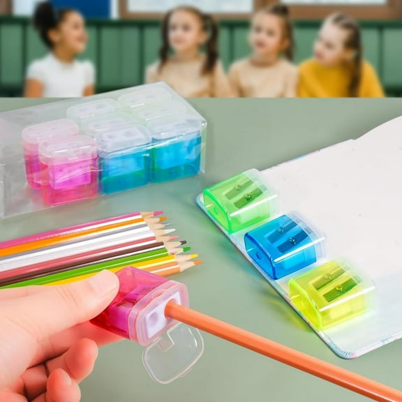 Under $1 Xuniizn 4-Pack Colored Pencil Sharpener With Cover - Portable Oval Manual Sharpener - Office Supplies - Durable Plastic Design