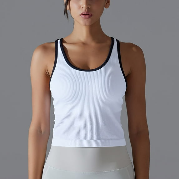 Under $10.00 Dgankt Summer Tops Women's Solid Color Thread High Elasticity Tight Fitting Sports Running Fitness Yoga Suit Top on Clearance