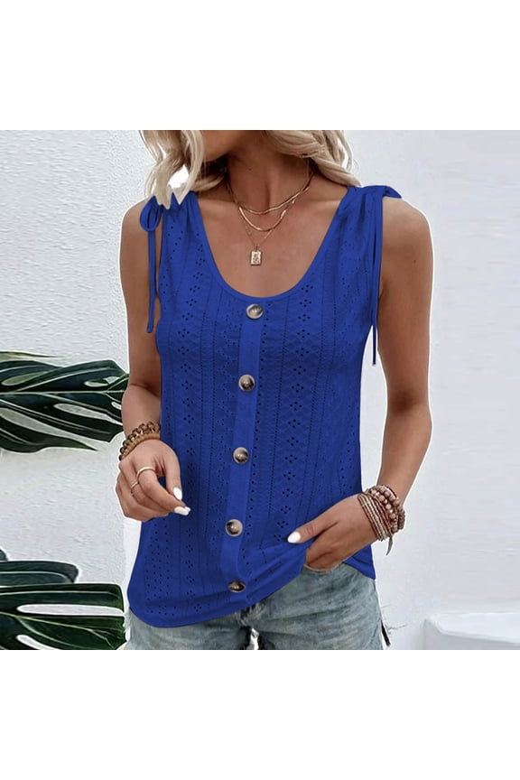 Womens Tops Spring Summer Sleeveless Round-Neck Fashion Camisoles Solid Color Casual for Women