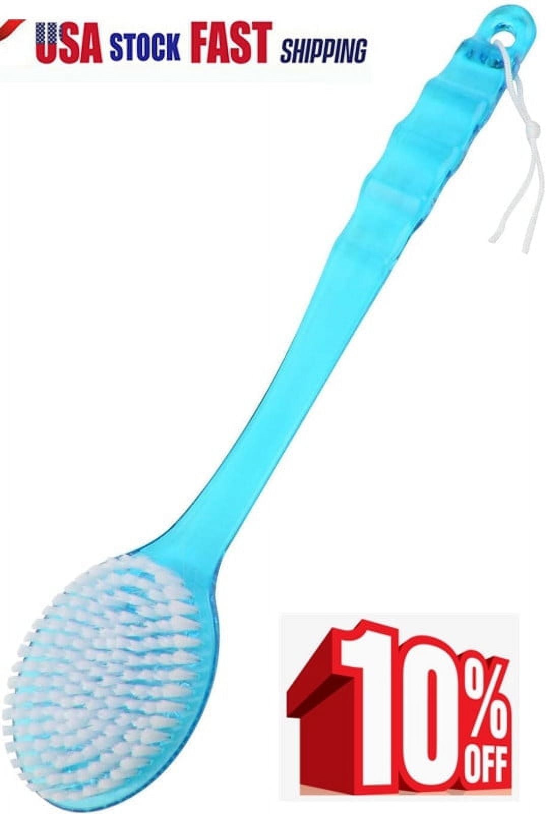 Wonsagain Back Scrubber Anti Slip Long Handle for Shower, Dual-Sided Back  Brush with Stiff and Soft Bristles,Body Exfoliator for Bath or Dry Brush.