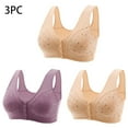 thumbnail image 1 of Rciityk 3PC Daisys Bras for Older Women, Comfortable No Underwire Front Closure Bra, Full Coverages Push Up Everyday Bras Mother's Day, 1 of 5