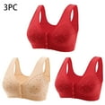 thumbnail image 1 of Rciityk Beige 3PC Front Closure Bras for Women No Underwire Comfortable Breathable Senior Wireless Snap Closing Push Up Bra Everyday Bras, 1 of 6