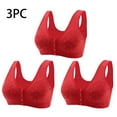 thumbnail image 1 of Rciityk Red 3PC Front Closure Bras for Women Plus Size Full Coverages Push Up Wireless Bra Comfort Everyday Bralettes Gifts for Mom, 1 of 6