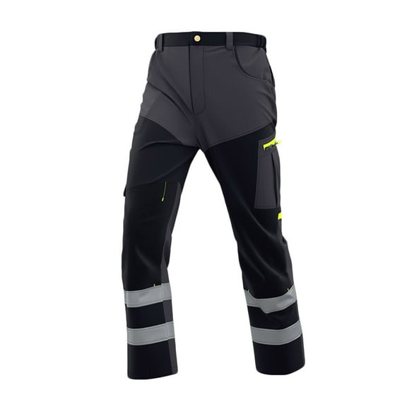 Under $10 Construction Work Pants for Men, Hi Vis Reflective High Visibility Safety Traffic Work Cargo Pants with Zipper Pockets