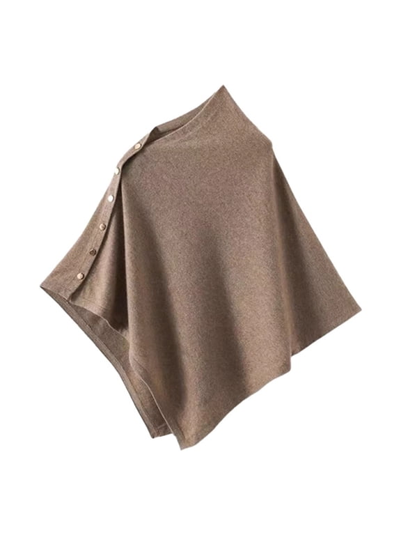 Under $ 10 Ethnic Pattern Spliced Tassel Hem Knit Wrap Pashmina Soft Fringed Pullover Cape Thoughtful Gift Accessory for Women