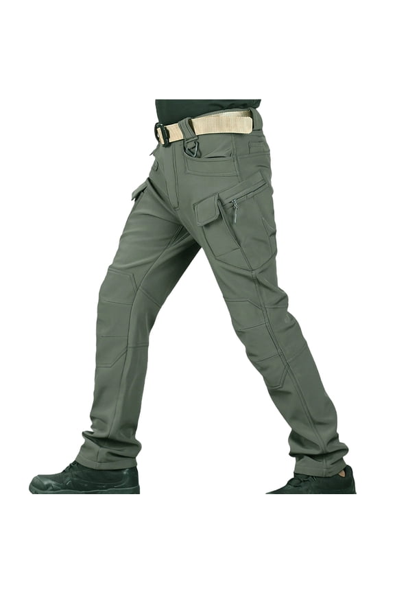 Under $10 Fleece Lined Waterproof Utility Trousers True Work Tailor Pants Insulated Mens Hiking Cargo Tactical Hunting Pants Green S