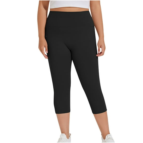 Under $10 High Waisted Capri Leggings for Women Buttery Soft Tummy Control Athletic Workout Yoga Capris Pants Cropped Trousers