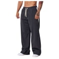 thumbnail image 1 of Under $10 Men's Baggy Wide Leg Sweatpants Y2K Striped Open Bottom Drawstring Elastic Waist Track Running Gym Pants, 1 of 5