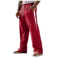 thumbnail image 1 of Under $10 Men's Baggy Wide Leg Sweatpants Y2K Striped Open Bottom Drawstring Elastic Waist Track Running Gym Pants, 1 of 5