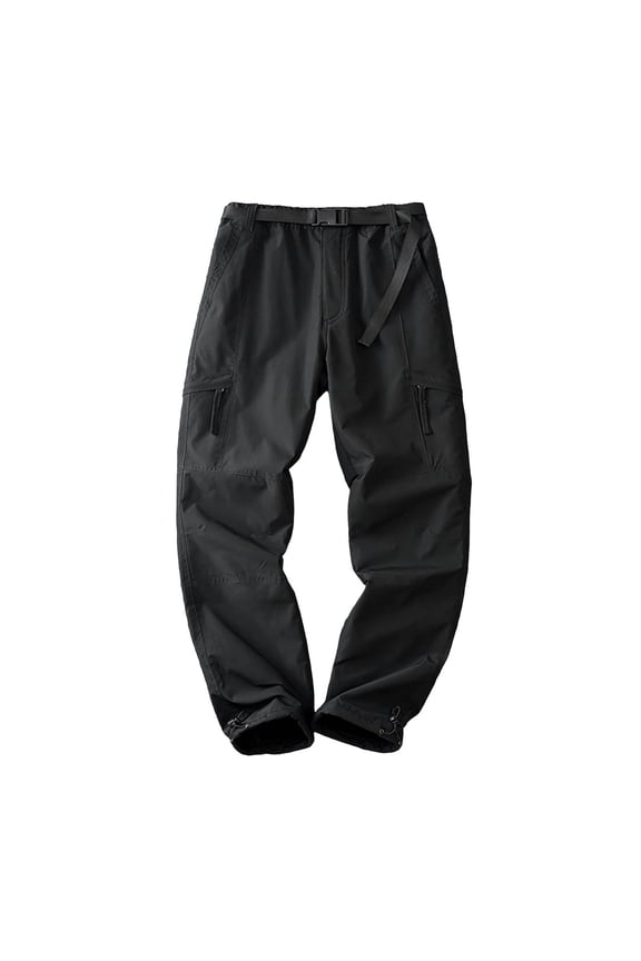 Under $10 Men's Hiking Pants, Waterproof Softshell Cargo Work Tactical Pants with Polar Fleece Lined, Windproof & Warm Black XL