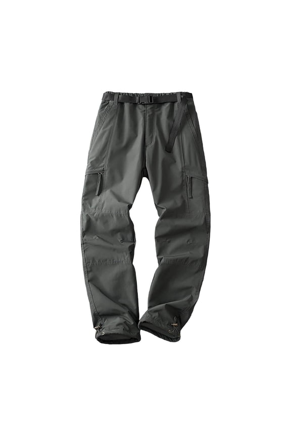 Under $10 Men's Hiking Pants, Waterproof Softshell Cargo Work Tactical Pants with Polar Fleece Lined, Windproof & Warm Gray L