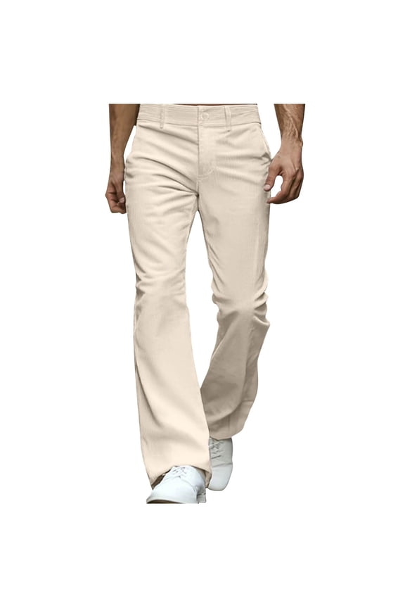 Under $10 Men's Relaxed Vintage 60s 70s Bell Bottom Stretch Fit Classic Comfort Flared Flares Retro Leg Disco Pants