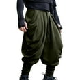 thumbnail image 1 of Under $10 Mens Harem Pants Loose Fit Elastic Waist Drawstring Hippie Trousers, 1 of 9