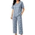 thumbnail image 1 of Under $10 Pajama Sets CNJKEHIUV Women's Cotton Pajama Set Short Sleeve Top & Pants 2-Piece Summer Sleepwear, 1 of 4