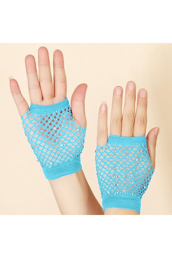 Under $ 10 Party Essential Diamond Printed Mesh Half Finger Gloves Elastic Stretch Short Punk Style Style Hand Accessories
