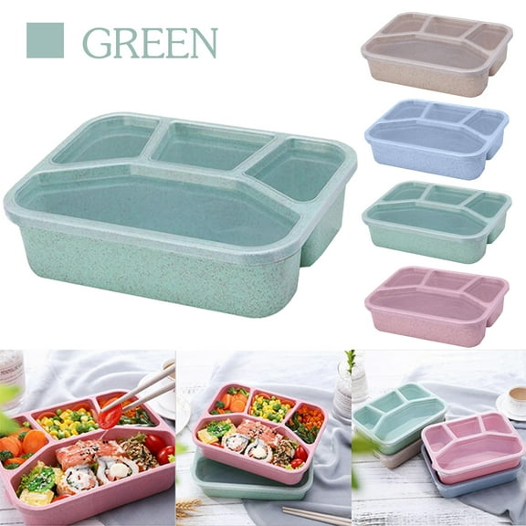 Under $10 Skegnu Lunch Box Reusable 4-Compartment Plastic Divided Food Storage Container Boxes Lunch Box for Men