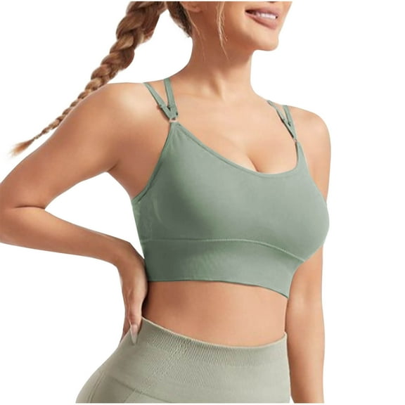Under $10 Steals!Summer Fashion Plus Size Sports Bras for Women Solid Color Wireless Back Beauty Gathering Chest Cushion Ventilation Yoga