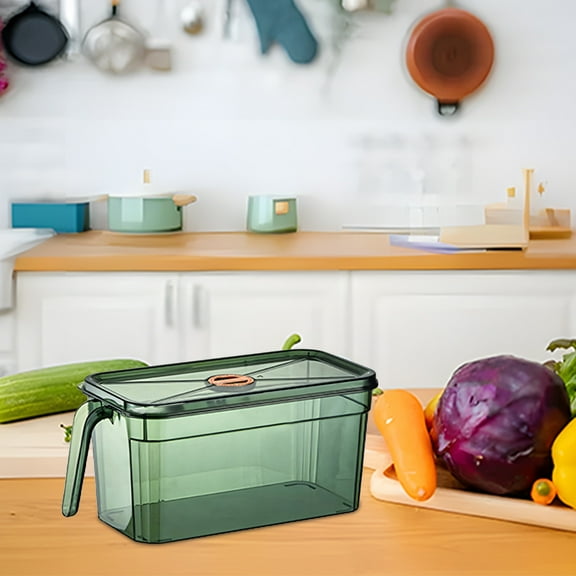 Under $10 Storage Bins, Hwkond Transparent Refrigerator Storage Box Sealed Chronograph Storage Box With Handle Superimposed Storage Box,Green