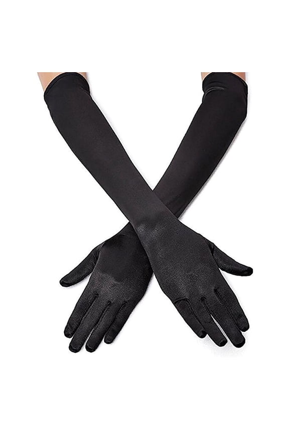 Under $ 10 Vintage 1920s Elbow Long Satin Gloves for Ladies Elegant Bridal Mittens Wedding Prom Stage Dance Accessories