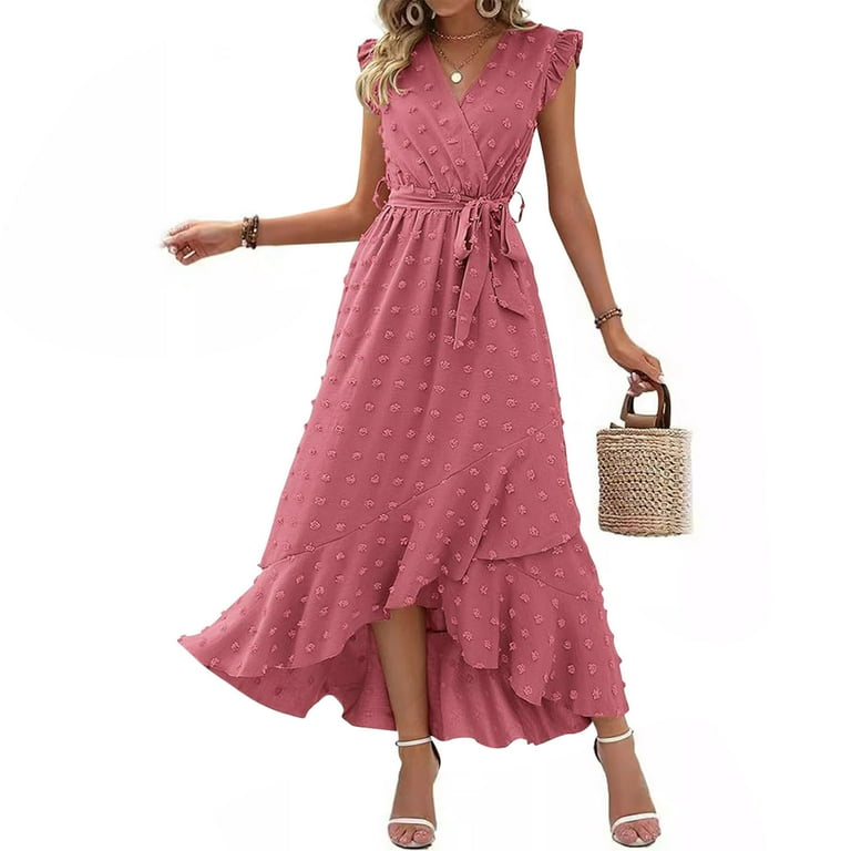 Casual Solid Color Sleeveless Round Neck Vacating Dresses Casual Solid Color Sleeveless Round Neck Vacating Dresses