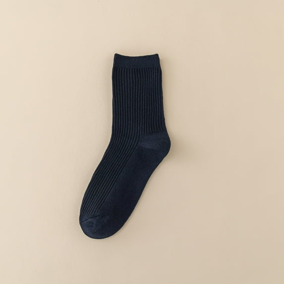 Under $ 10 Women's Socks Autumn and Winter Cotton Pile Socks Month Socks Mid Tube Socks Solid Color White Black Cotton Socks Navy Socks