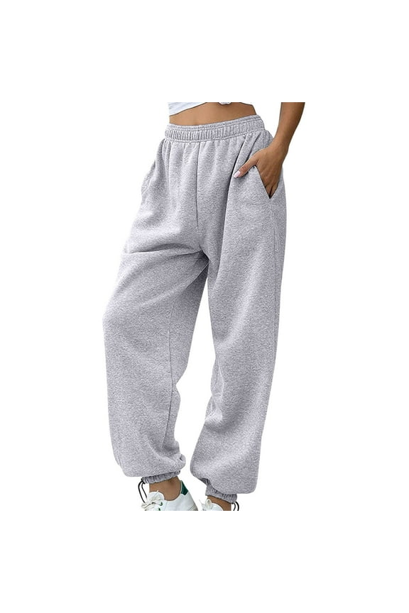 Under $10 Womens Joggers with Pockets Fleece Lined High Waist Cinch Bottom Jogger Pants Lightweight Workout Running Track Pants
